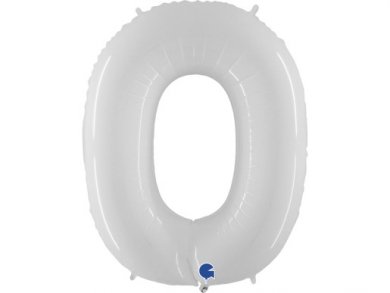 White Large Balloon Number 0 (100cm)