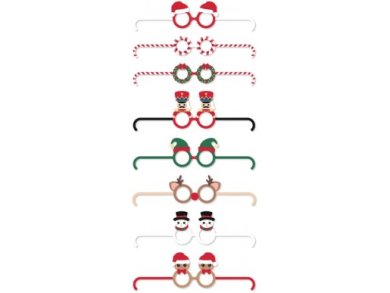 Funny Christmas Paper Glasses with Gold Foiled Details (8pcs)