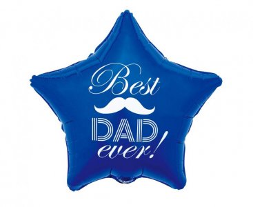 Blue Star Best Dad Ever Mustache Foil Balloon (45cm)