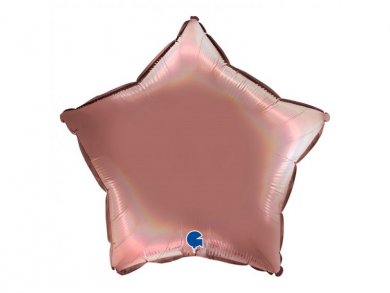 Star Foil Balloon Rose Gold with Holographic Print (46cm)
