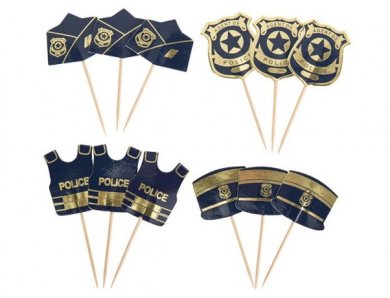 Blue and Gold Police Decorative Picks (12pcs)