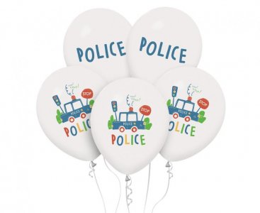 Police in Action Printed Latex Balloons (5pcs)