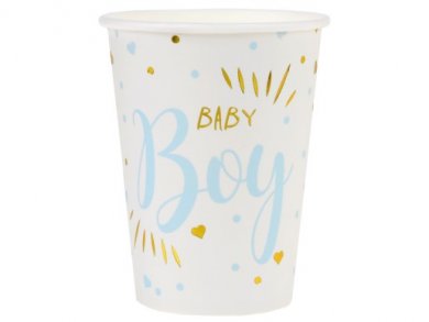 Baby Boy Pale Blue and Gold Foiled Paper Cups (10pcs)