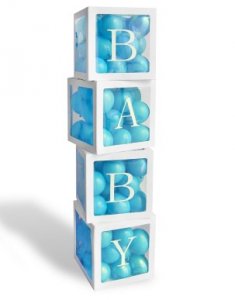 Baby Paper Cubes for Balloons with Transparent Surfaces (4pcs)