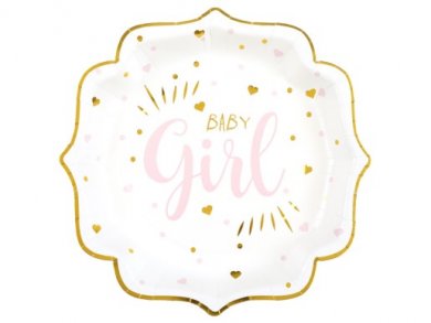 Baby Girl Pink and Gold Foiled Paper Plates (10pcs)