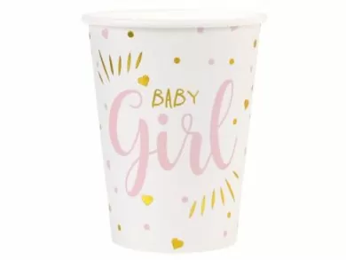 Baby Girl Pink and Gold Foiled Paper Cups (10pcs)