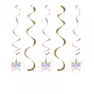 Baby Unicorn Hanging Swirl Decoration (5pcs)
