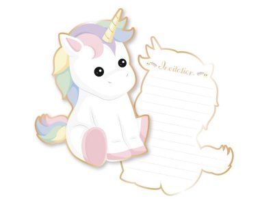 Baby Unicorn with Gold Foiled Details Party Invitations (8pcs)