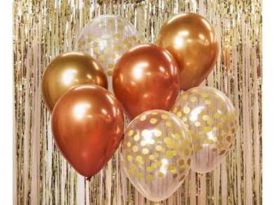 Beauty and Charm Gold Latex Balloons with Confettis (7pcs)