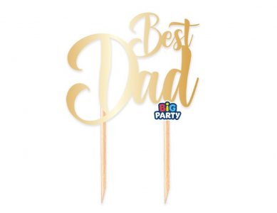 Best Dad Χρυσό Διακοσμητικό για Την Τούρτα (12εκ x 18εκ)