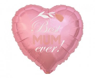 Best Mum Ever Pink Heart Shaped Foil Balloon (43cm)