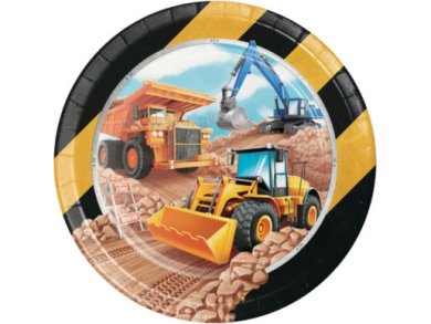 Big Dig Construction Μεγάλα Χάρτινα Πιάτα (8τμχ)