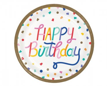 Birthday Confetti Μεγάλα Χάρτινα Πιάτα (8τμχ)