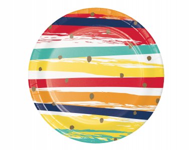 Birthday Stripes Πολύχρωμα Μικρά Χάρτινα Πιάτα (8τμχ)