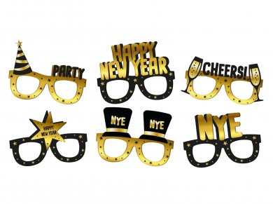 Black and Gold Happy New Year Party Glasses (6pcs)