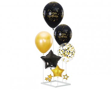 Black Happy Birthday DIY Μπουκέτο Μπαλόνια με Αέρα (6τμχ)