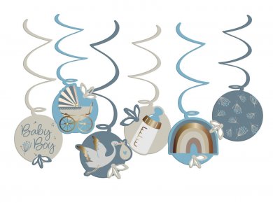 Blooming Baby Boy Swirl Decorations (6pcs)