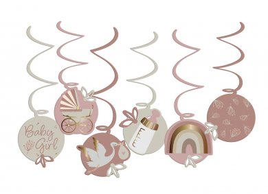 Blooming Baby Girl Swirl Decorations (6pcs)
