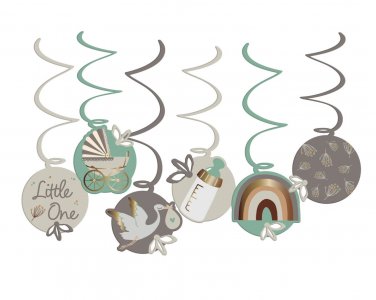 Blooming Baby Little One Swirl Decorations (6pcs)