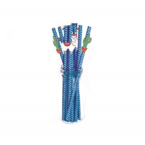 Llama and Cactus Blue Chevron Paper Straws (10pcs)