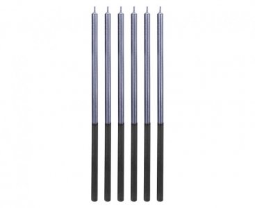 Platinum Blue με Μαύρο Κεράκια για Τούρτα (6τμχ)