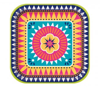 Boho Fiesta Μεγάλα Τετράγωνα Χάρτινα Πιάτα (8τμχ)