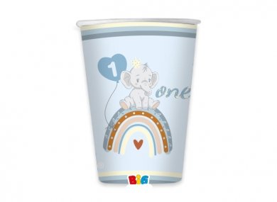 Boho Blue Elephant Paper Cups (8pcs)
