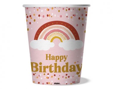 Boho Birthday Paper Cups (8pcs)