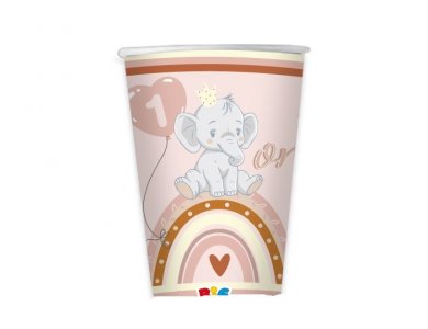 Boho Pink Elephant Paper Cups (8pcs)