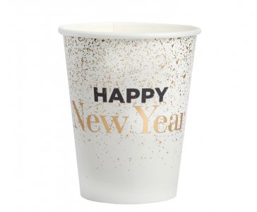 Bold Happy New Year Άσπρα Χάρτινα Ποτήρια (10τμχ)