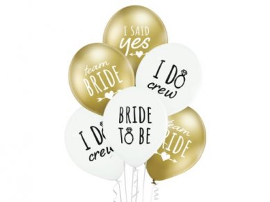Bride to Be White and Gold Latex Balloons (6pcs)