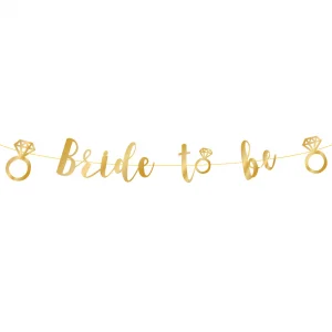 Bride to Be with Wedding Rings Gold Garland (150cm)