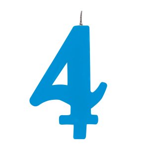 Cake Candle Number 4 (Four) in Light Blue Color (7,5cm)