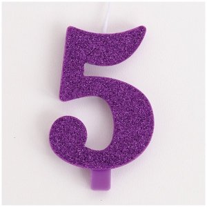 Cake Candle Number 5 (Five) Purple with Glitter (7,5cm)
