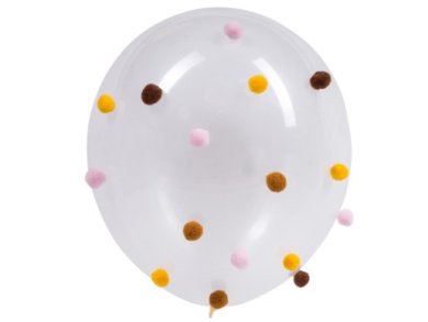 Caramel Latex Balloons with Pom Poms (5pcs)