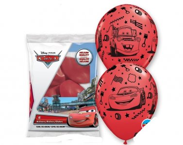 Cars Red Latex Balloons (6pcs)