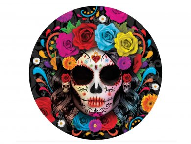 Catrina Day of The Dead Μεγάλα Χάρτινα Πιάτα (6τμχ)