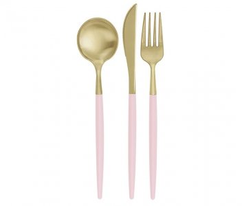 Chic Pink and Gold Cutlery Set (12pcs)
