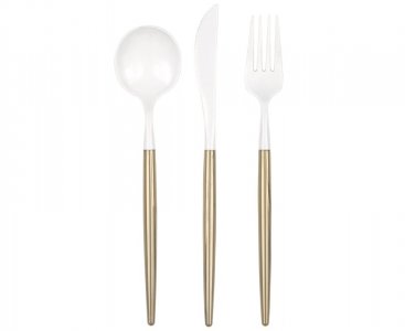 Chic White and Gold Cutlery Set (12pcs)