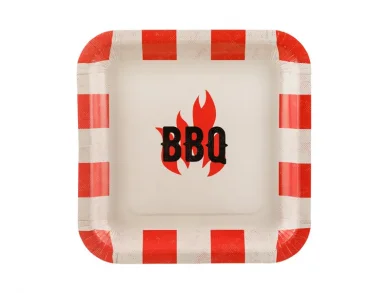 Classic BBQ Μεγάλα Τετράγωνα Χάρτινα Πιάτα (6τμχ)