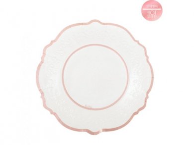 Classic Small Paper Plates with Rose Gold Foiled Print (8pcs)