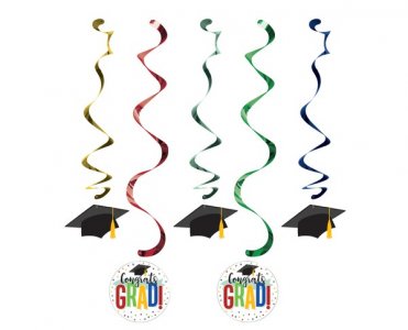 Colorful Grad Swirl Decorations (5pcs)