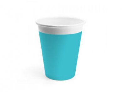 Compostable Paper Cups in Turquoise &amp; White Color 8pcs