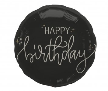 Creme Black Happy Birthday Foil Balloon (45cm)