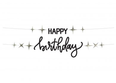 Creme Black Happy Birthday Garland