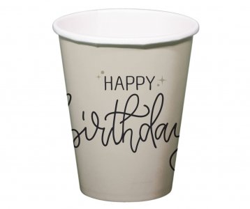 Creme Black Happy Birthday Ποτήρια Χάρτινα (8τμχ)
