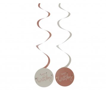 Creme Rose Happy Birthday Swirl Decorations (6pcs)