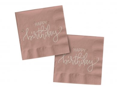 Creme Rose Happy Birthday Χαρτοπετσέτες (20τμχ)