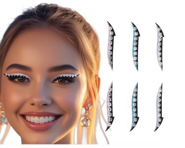 Crystal Eyeliners Adhesive Face Jewels (6pcs)