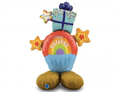 Cupcake and Gift Self Standing Foil Balloon (119cm)